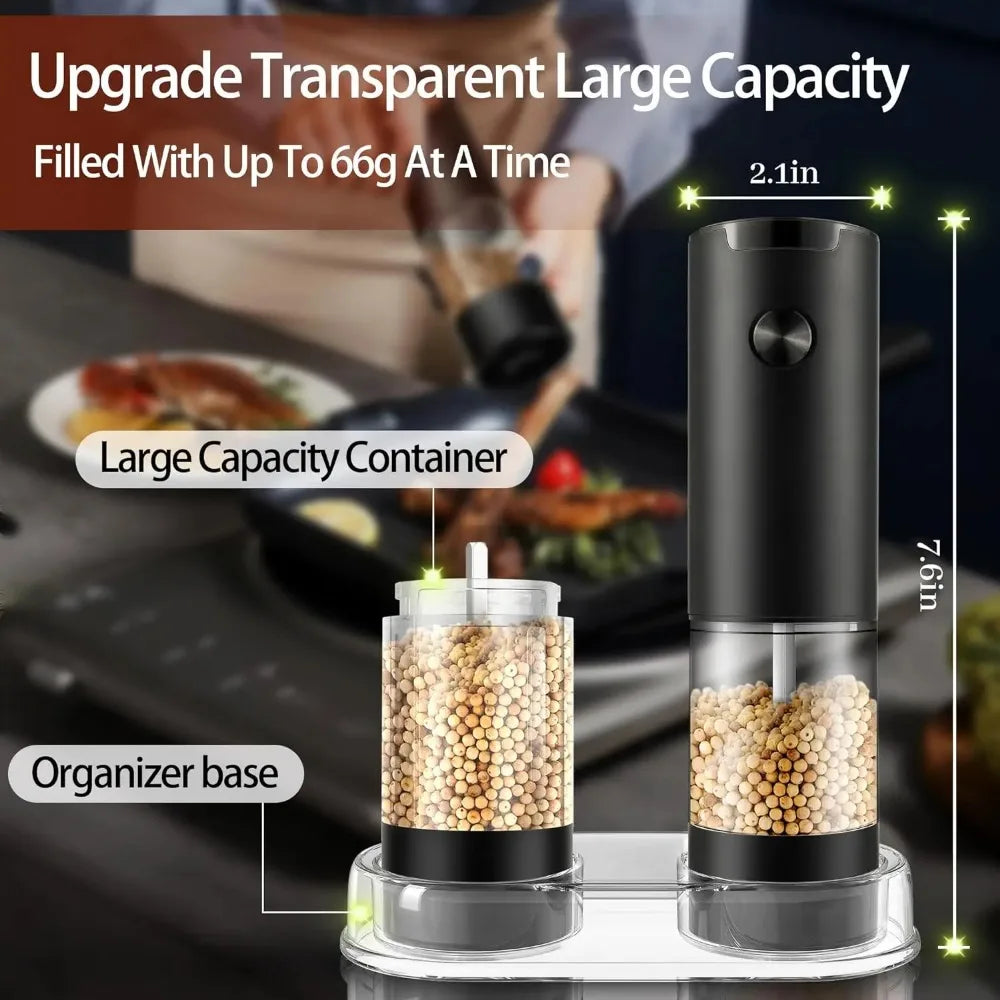 Electric Salt and Pepper Grinder Set, Automatic Mill, Adjustable Coarseness,   Convenient One-Hand Operation