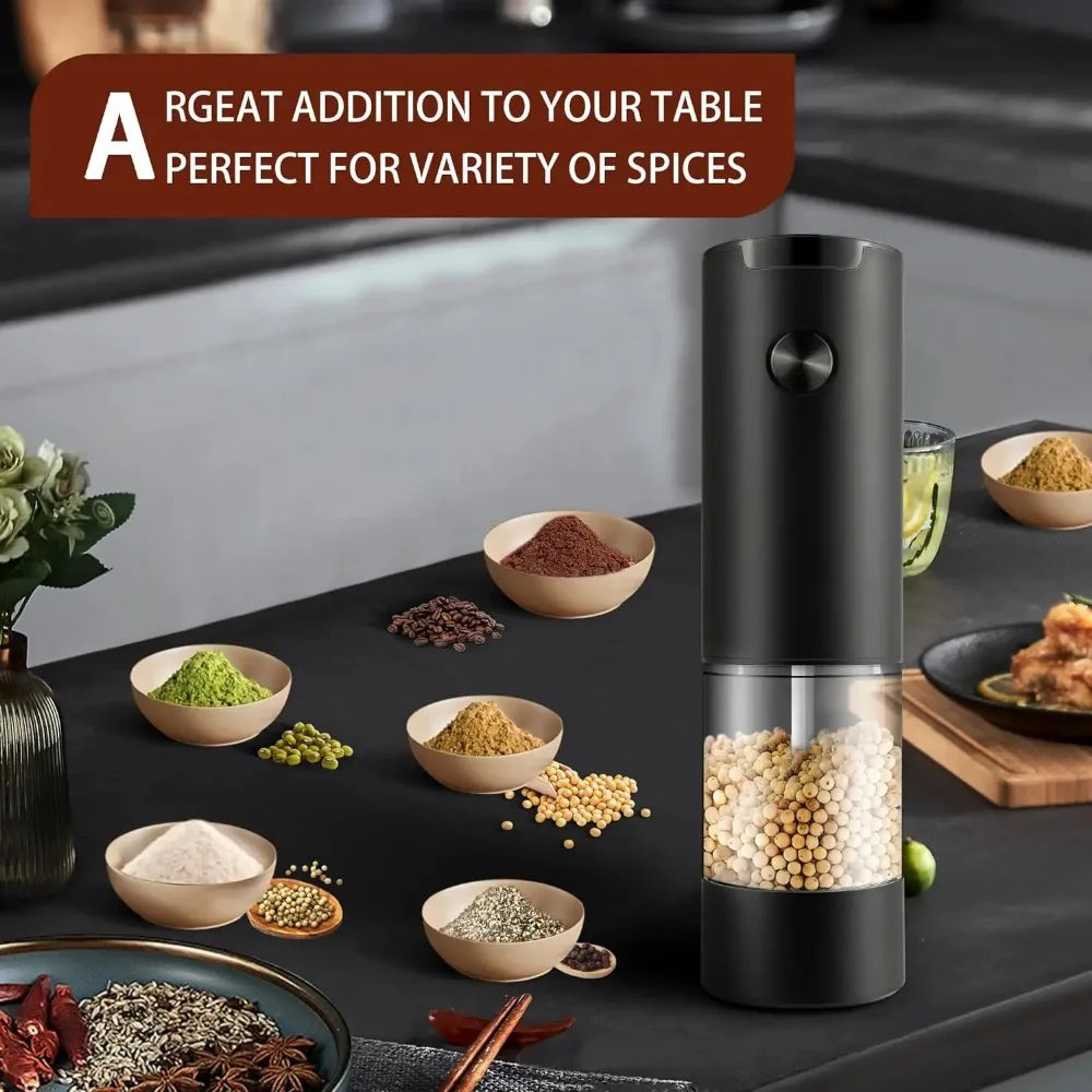 Electric Salt and Pepper Grinder Set, Automatic Mill, Adjustable Coarseness,   Convenient One-Hand Operation