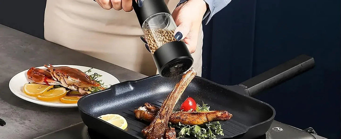 Electric Salt and Pepper Grinder Set, Automatic Mill, Adjustable Coarseness,   Convenient One-Hand Operation