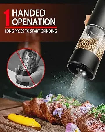 Electric Salt and Pepper Grinder Set, Automatic Mill, Adjustable Coarseness,   Convenient One-Hand Operation